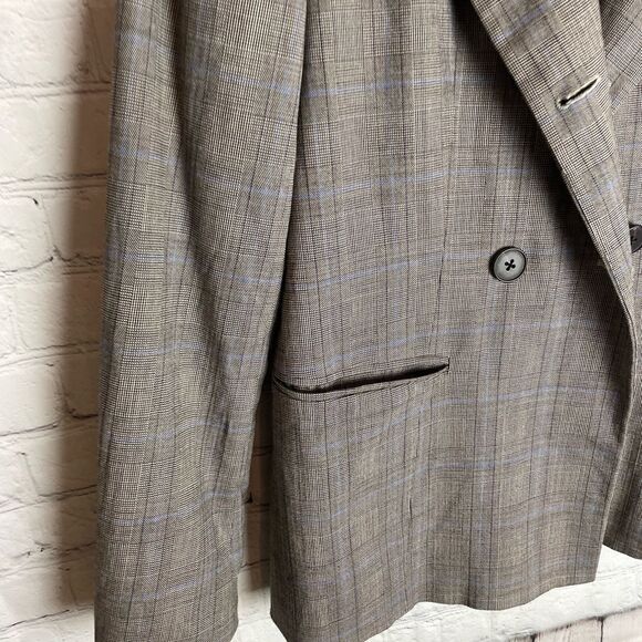 DKNY Double -Breasted Blazer Gray/Brown Wool Size 10 - Picture 2 of 14